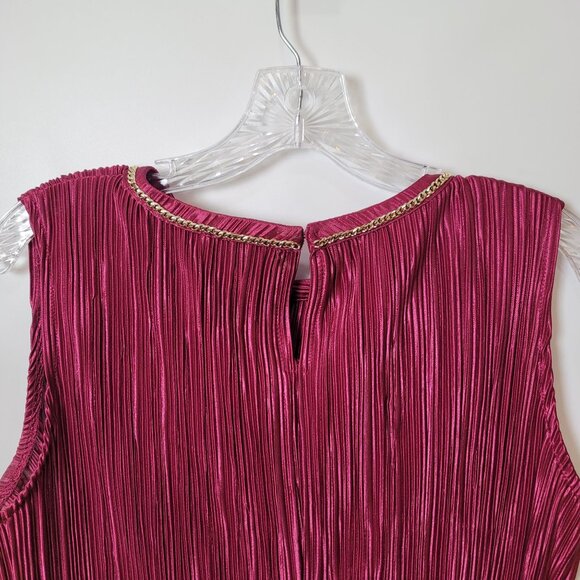 Roz & Ali Petite L Sleeveless Pleated Top With Chain Detail In Berry Pink - Picture 10 of 14